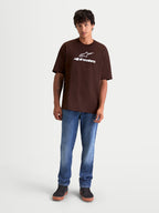 Alpinestars Prelude Oversized CSF, camiseta de mangas cortas para hombre, marrón con logotipo Astars blanco en el pecho, ajuste holgado y estilo sportswear