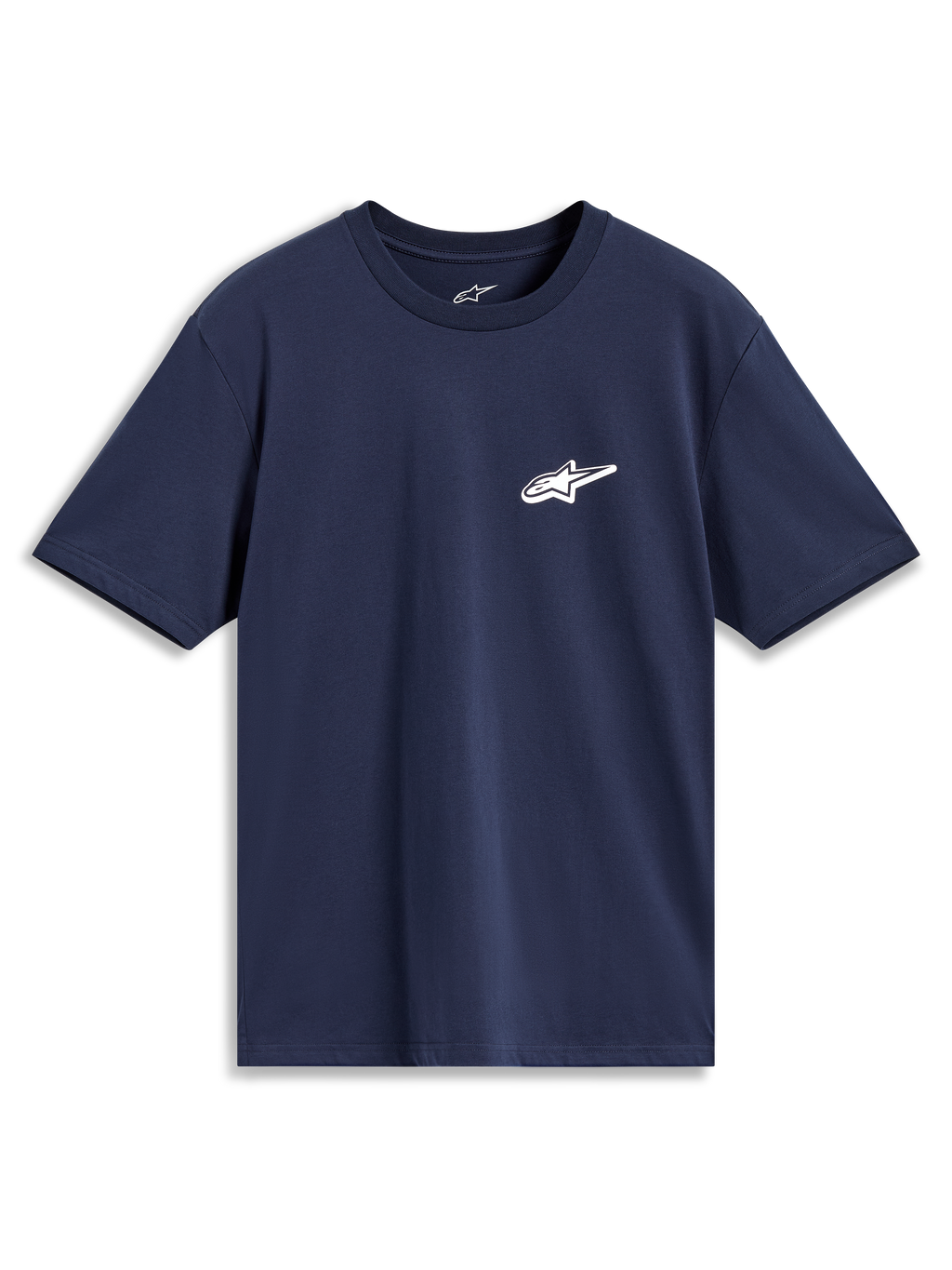 Alpinestars Meteor CSF Tee, camiseta de mangas cortas azul marino con logotipo Astars blanco, ropa deportiva casual