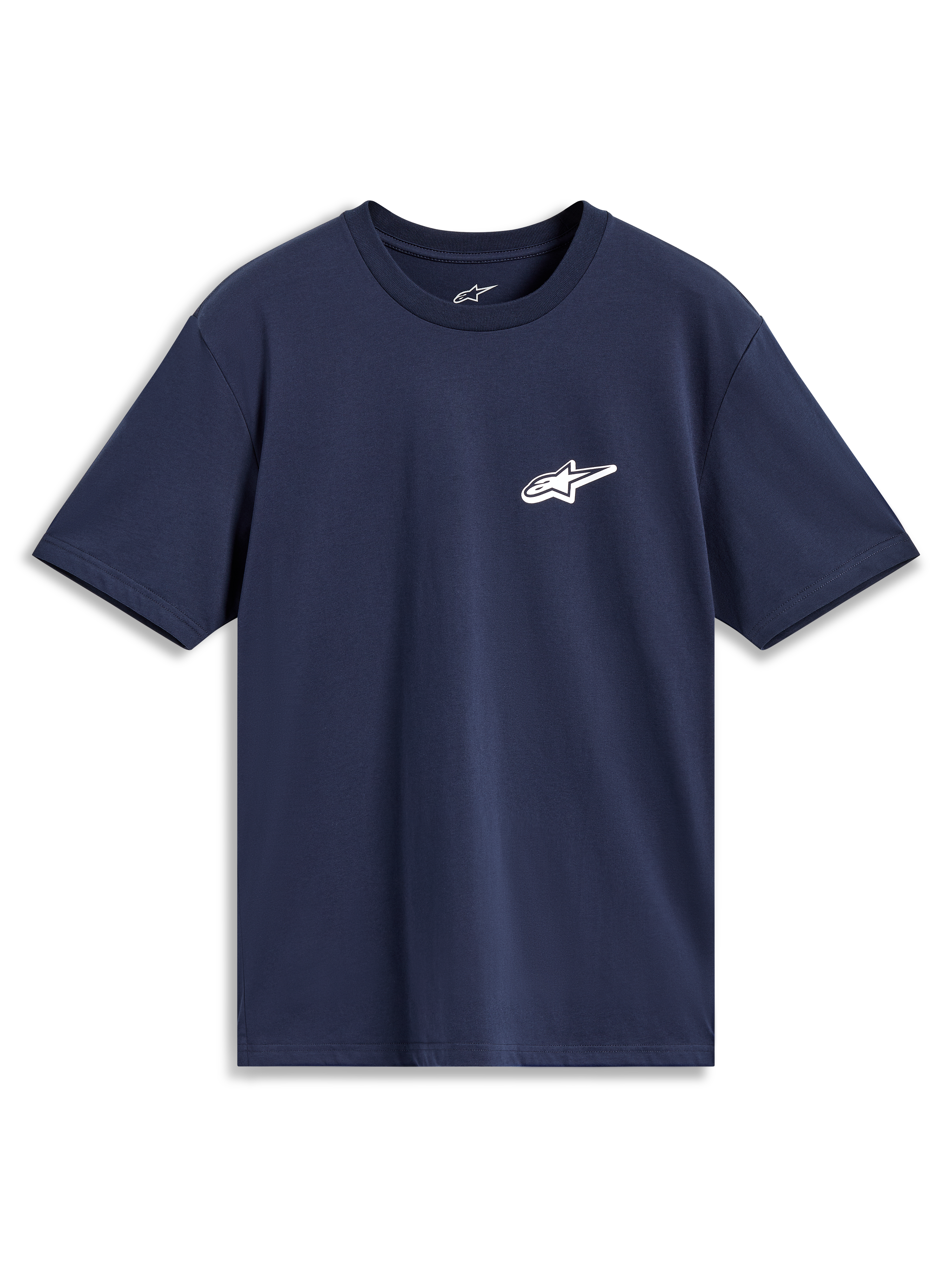 Alpinestars Meteor CSF Tee, camiseta de mangas cortas azul marino con logotipo Astars blanco, ropa deportiva casual