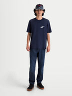 Alpinestars Meteor CSF, camiseta de mangas cortas para hombre, azul marino con logotipo Astars blanco en el pecho, confeccionada en mezcla de algodón y poliéster, ropa casual de inspiración motorsport