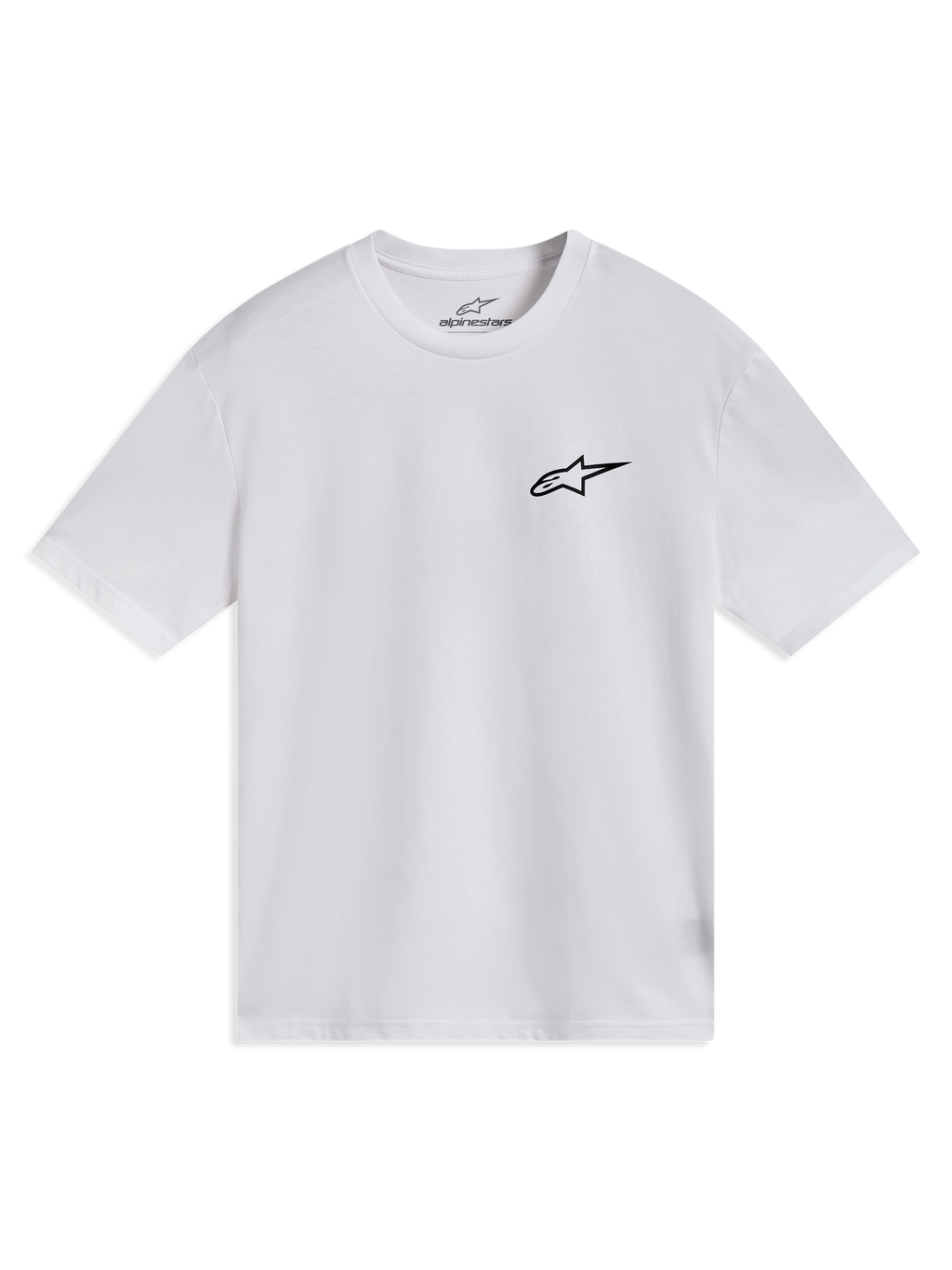 Alpinestars Combo Back CSF Tee, camiseta de mangas cortas, blanca con logotipo Astars negro en el pecho, ropa deportiva de estilo casual