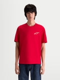 Alpinestars Combo Back CSF, camiseta de mangas cortas para hombre, roja con logotipo Astars blanco en el pecho, ropa deportiva de estilo casual con diseño inspirado en el motorsport, construcción en mezcla de algodón y poliéster