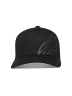Alpinestars Maze Gorro, gorra de sarga negra con visera curva y logotipo Astars grande y texturizado, estilo sportswear