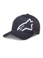 Alpinestars Maze Gorro, gorra de sarga gris oscuro con visera curva, corona estructurada y logotipo Astars corp shift en relieve blanco, ropa deportiva