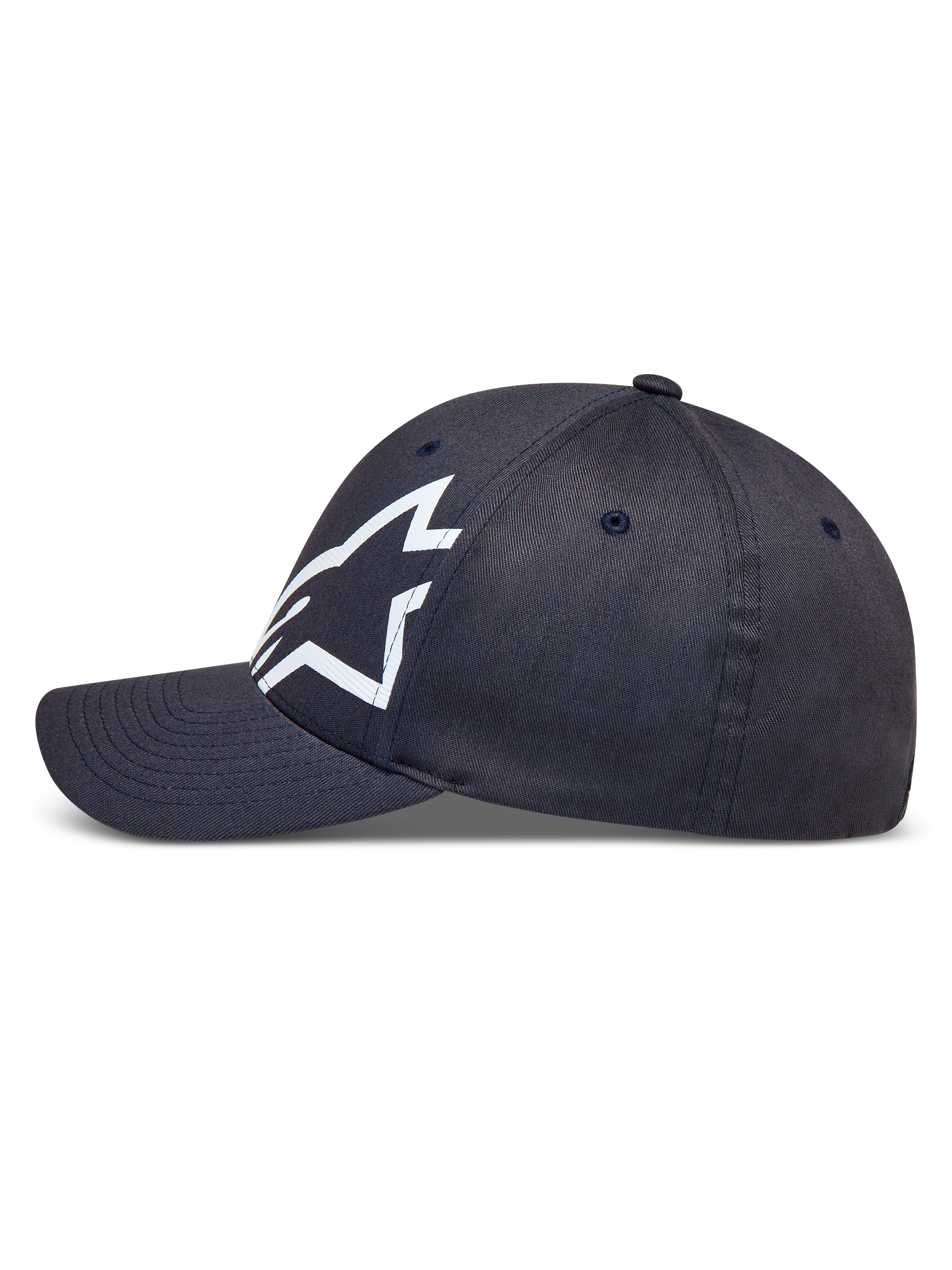 Alpinestars Maze Gorro, gorra deportiva gris oscuro con visera curva y logotipo Astars blanco texturizado en sarga.
