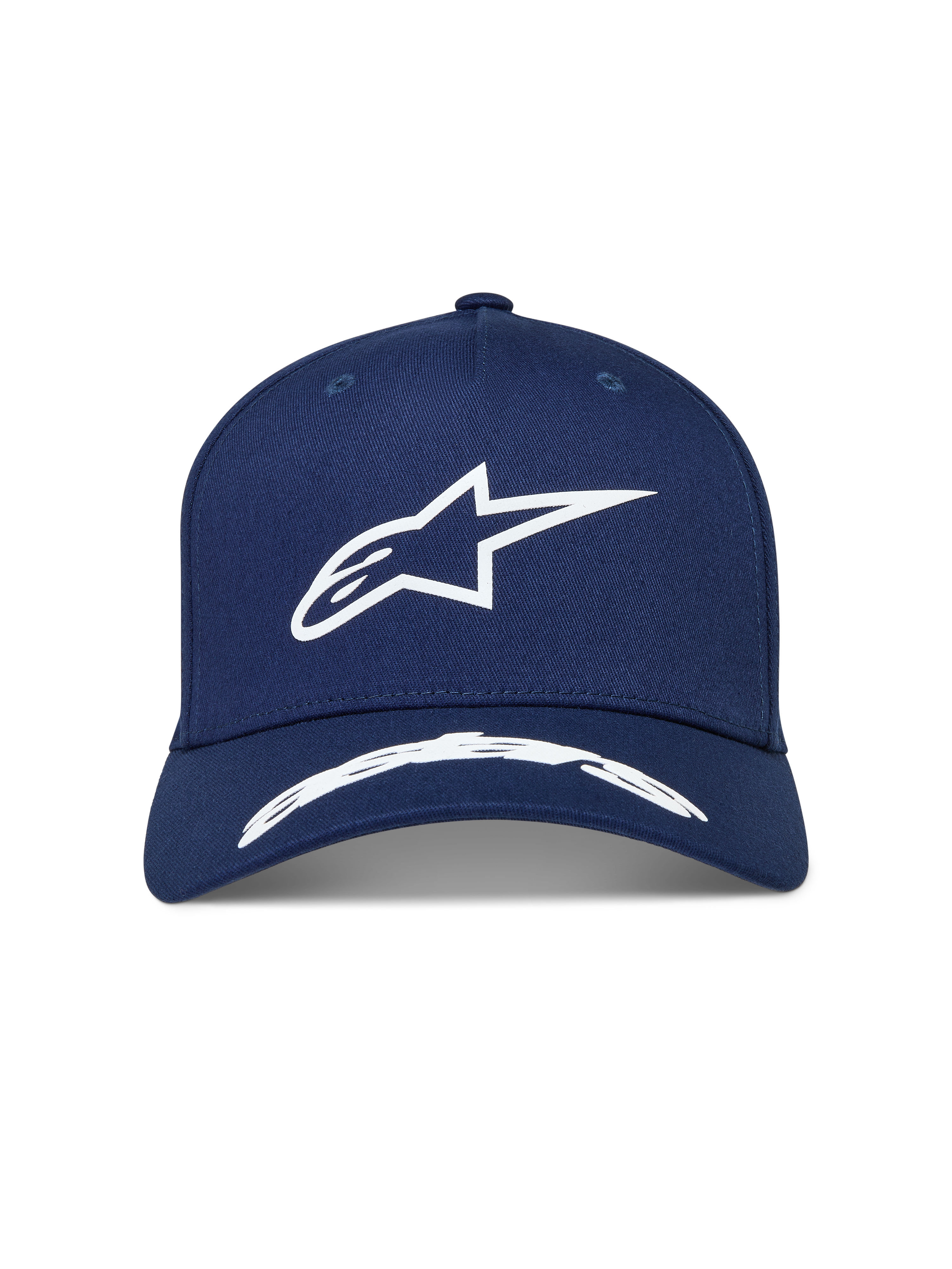 Alpinestars Arclight Hat, Navy Blue Sportswear Cap with white puff print logo, structured crown, and curved bill.