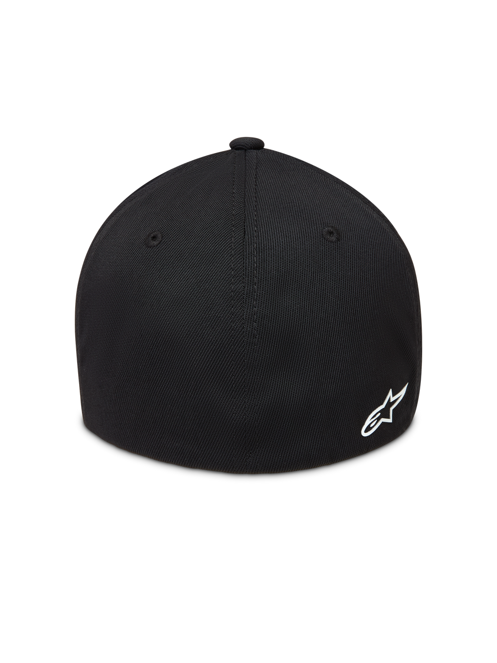 Alpinestars Points Hat, black sportswear baseball cap featuring a white Astars logo and flex back nylon tactel fabric.