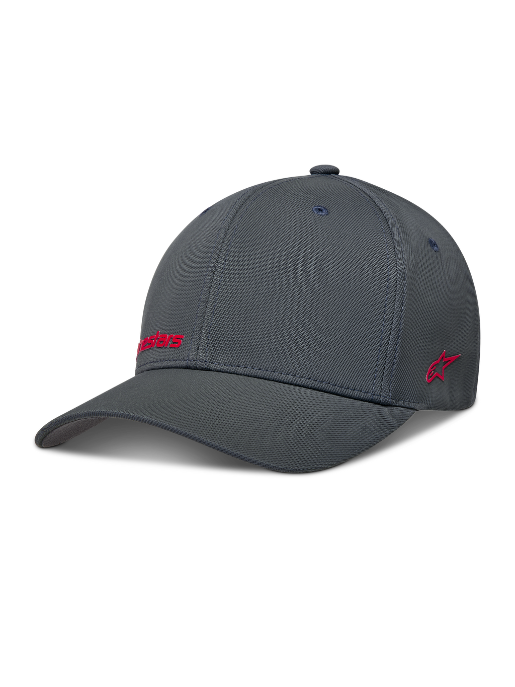 Alpinestars Points Gorro, gorra gris oscuro de nylon tactel con logos rojos en impresión HD y ajuste flex-back.