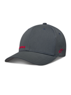 Alpinestars Points Gorro, gorra gris oscuro de nylon tactel con logos rojos en impresión HD y ajuste flex-back.