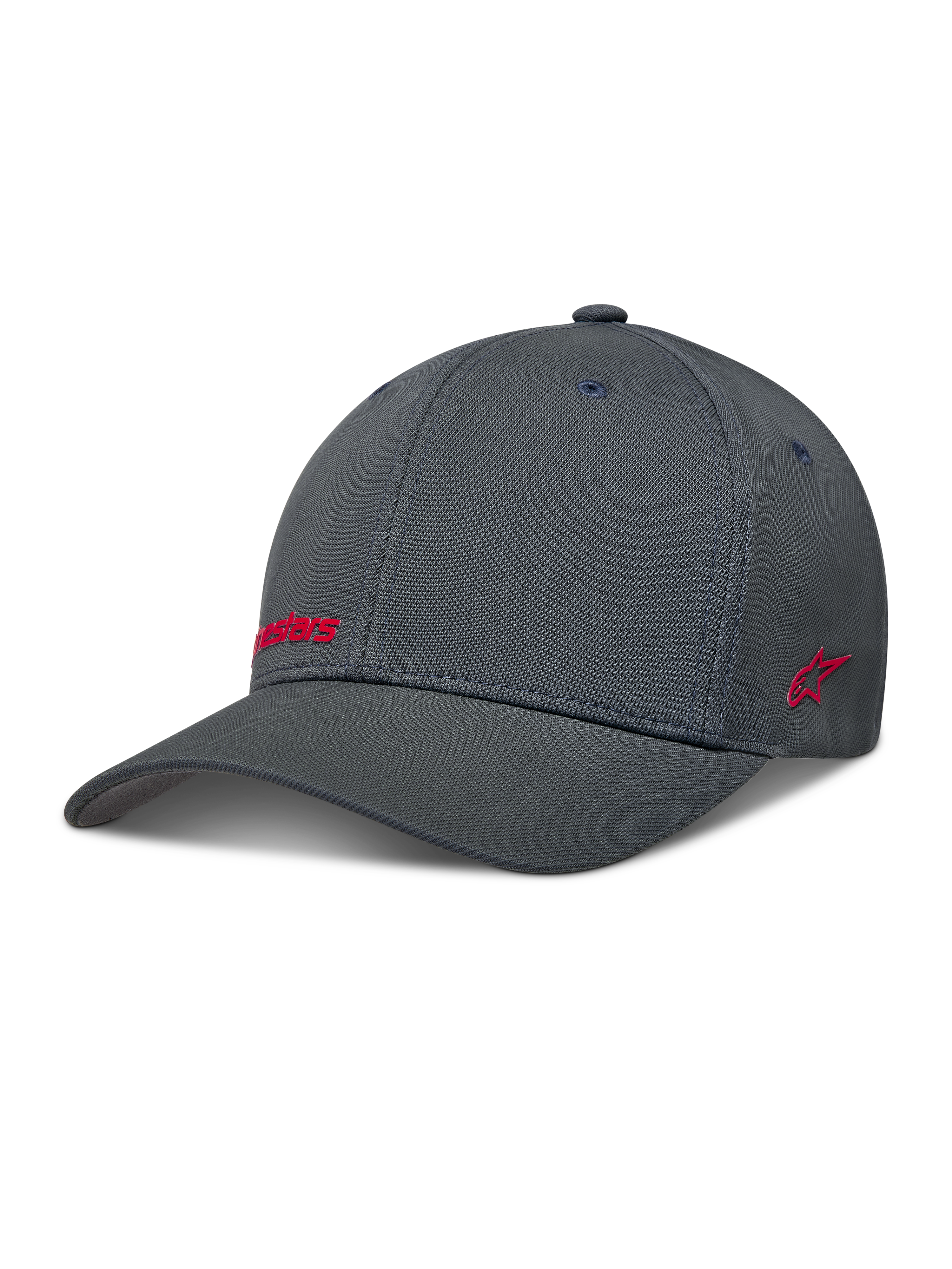 Alpinestars Points Gorro, gorra gris oscuro de nylon tactel con logos rojos en impresión HD y ajuste flex-back.