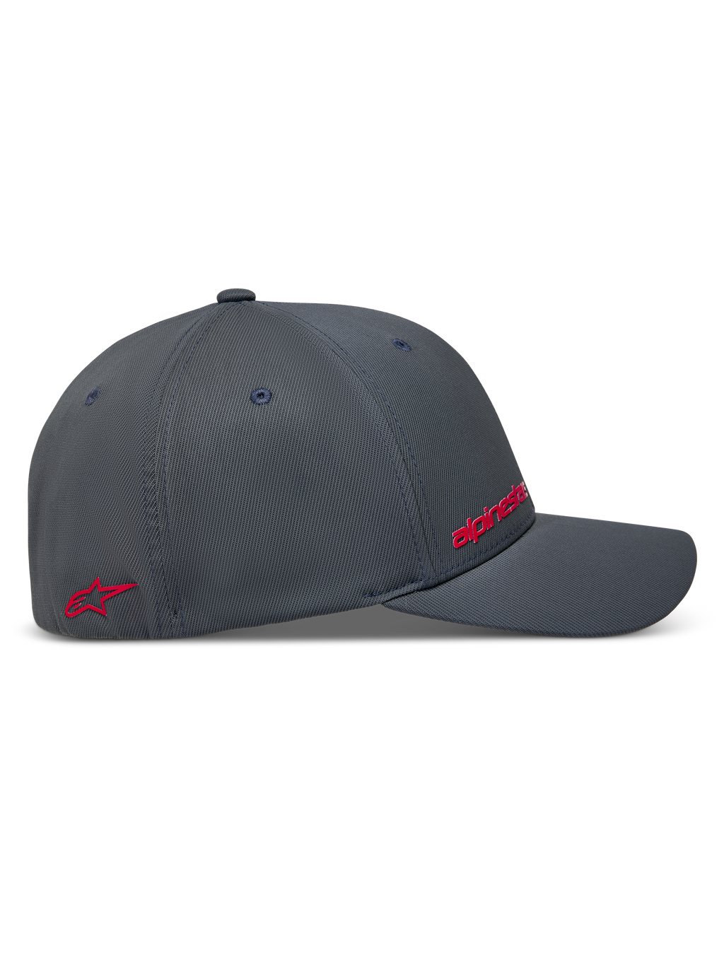 Alpinestars Points Gorro, gorra de béisbol gris oscuro de nylon tactel con logotipos rojos en HD, vista lateral