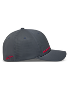 Alpinestars Points Gorro, gorra de béisbol gris oscuro de nylon tactel con logotipos rojos en HD, vista lateral