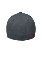 Alpinestars Points Gorro, gorra gris oscuro de nylon tactel con ajuste flex y logotipo Astars rojo en la parte trasera