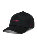 Alpinestars Explorer Strapback Gorro, gorra negra con logotipos Astars bordados en rosa y corona estructurada
