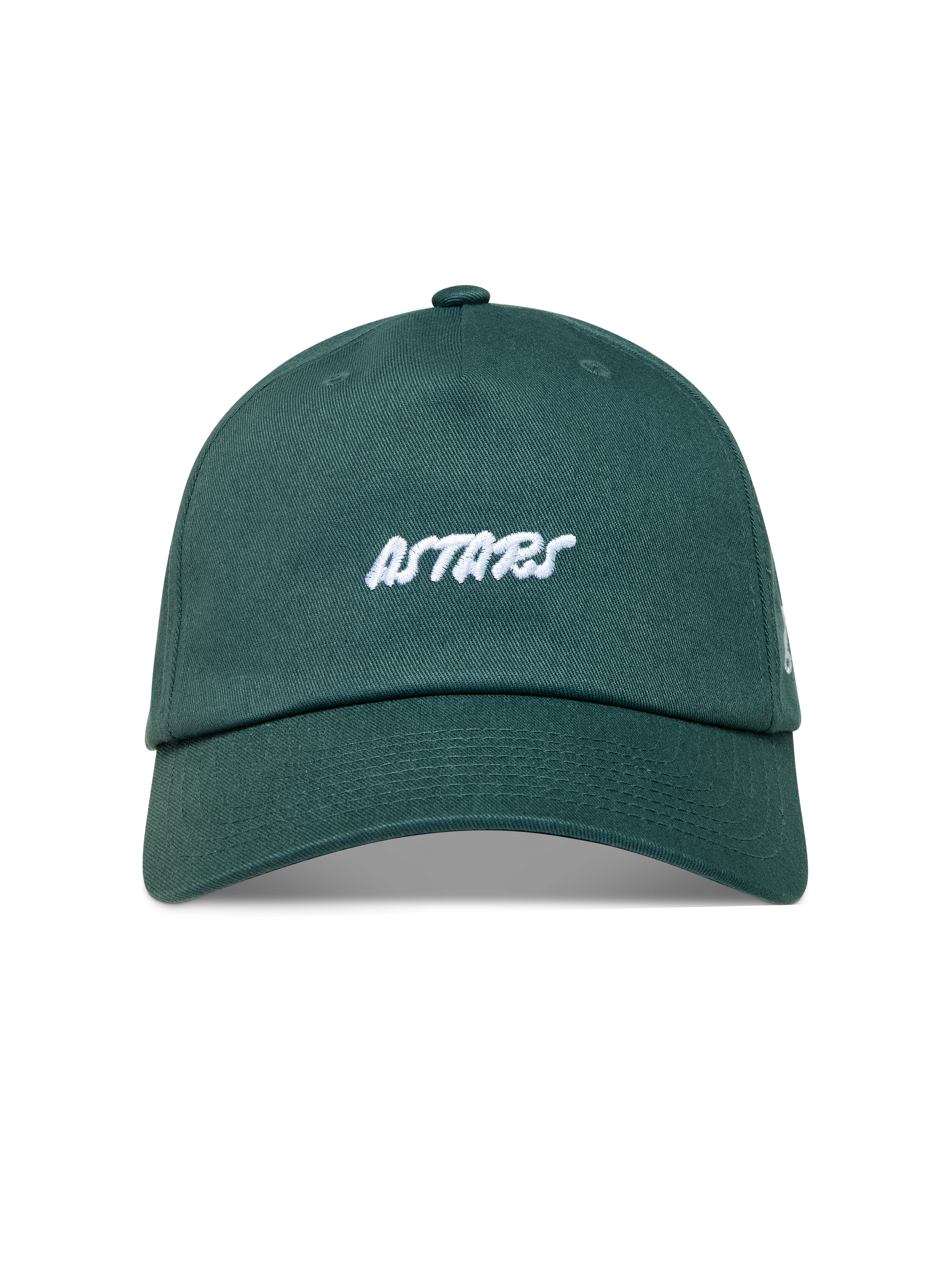 Alpinestars Explorer Strapback Gorro, gorra verde con logotipo Astars bordado en blanco, visera curva y corona estructurada, ropa deportiva