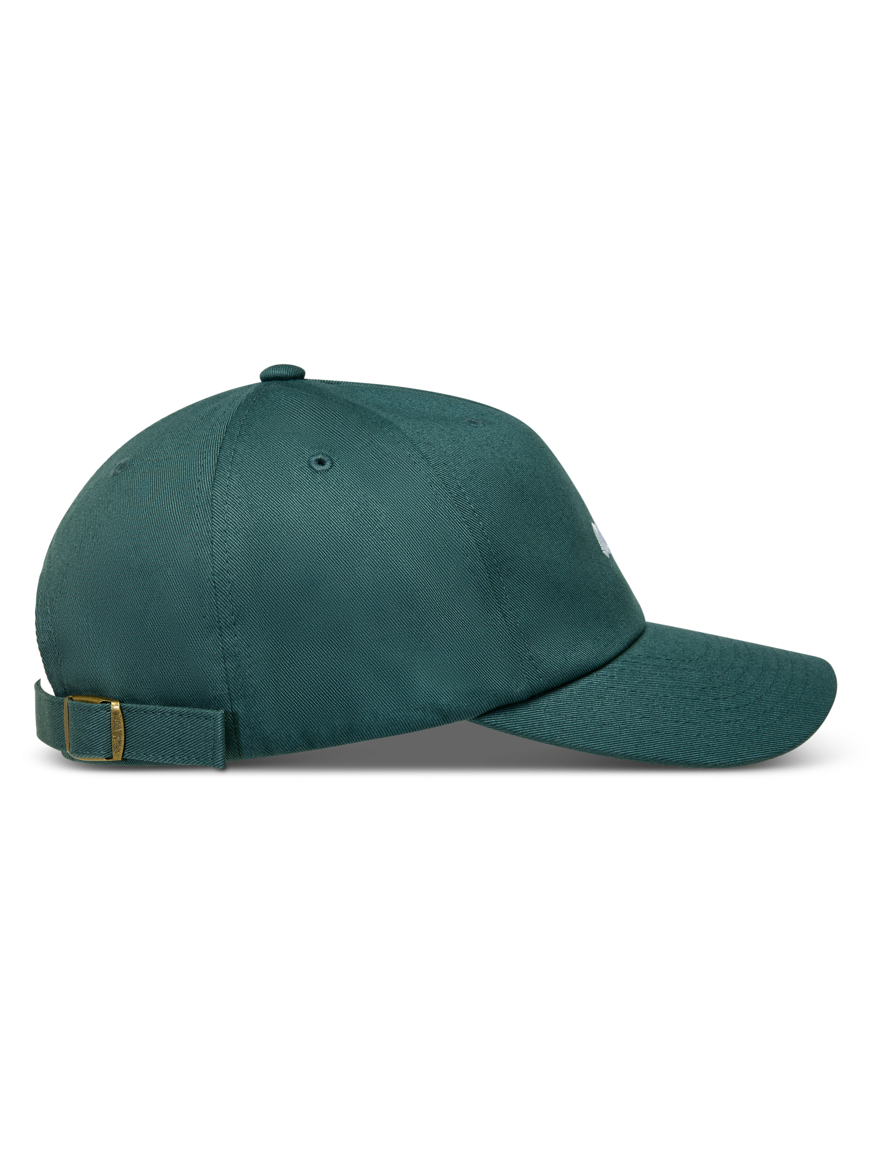 Alpinestars Explorer Strapback, gorra verde con visera curva y cierre ajustable con hebilla metálica, vista lateral