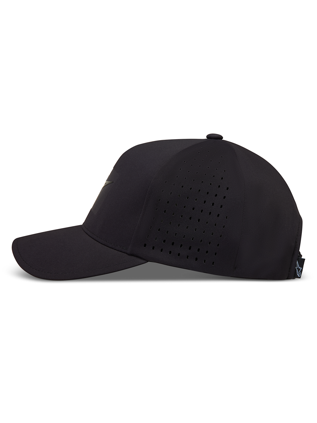 Alpinestars Algo Perf Adjustable Gorro, gorra negra con visera curva y paneles laterales perforados para transpirabilidad