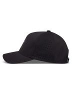 Alpinestars Algo Perf Adjustable Gorro, gorra negra con visera curva y paneles laterales perforados para transpirabilidad