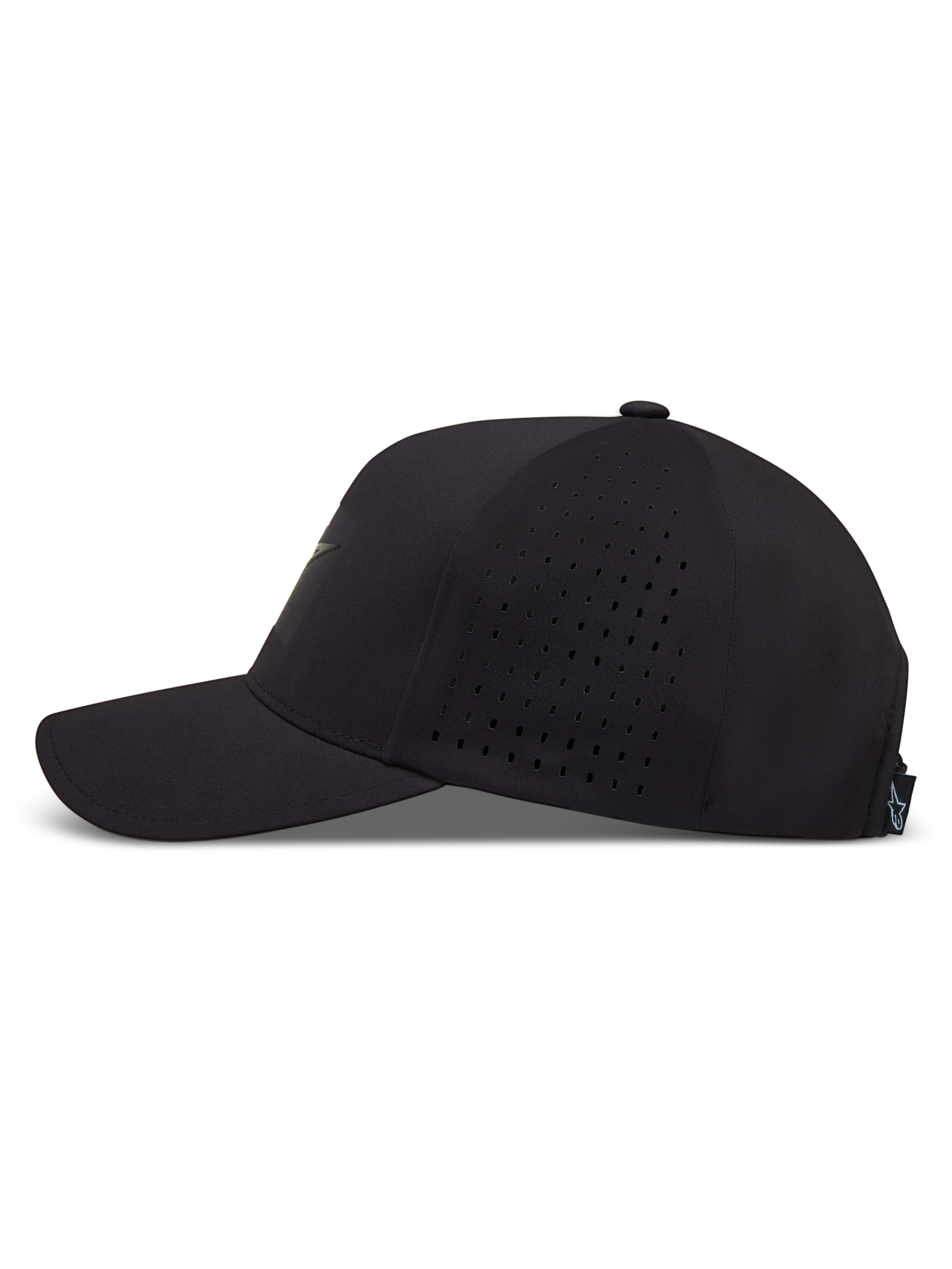 Alpinestars Algo Perf Adjustable Gorro, gorra negra con visera curva y paneles laterales perforados para transpirabilidad