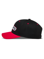 Alpinestars Retro Snapback Gorro, gorra deportiva negra y roja con visera curva y corona estructurada de sarga