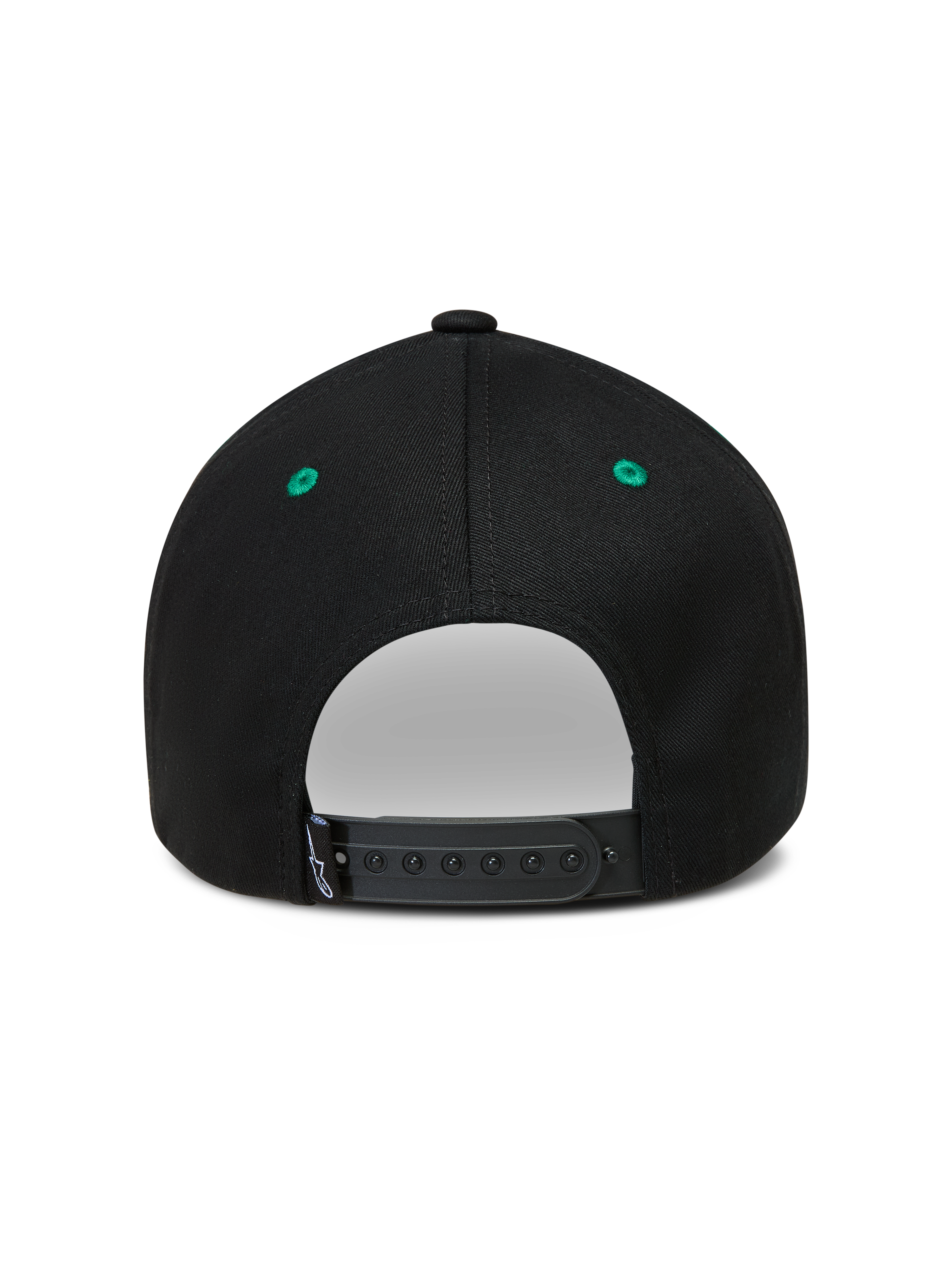 Alpinestars Retro Snapback Gorro, gorra negra y verde con cierre ajustable snapback, vista trasera
