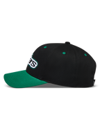 Alpinestars Retro Snapback Gorro, gorra de sportswear negra y verde, perfil lateral con visera curva y logotipo Astars bordado