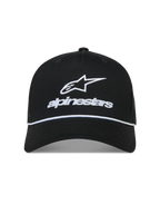 Alpinestars Combo Logo Snapback Gorro, gorra deportiva negra con logotipo Astars bordado en blanco y detalle de cuerda