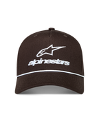 Alpinestars Combo Logo Snapback Gorro, gorra marrón de sarga con logotipo bordado blanco y detalle de cuerda en la visera curva