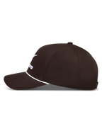 Alpinestars Combo Logo Snapback Gorro, gorra de sarga marrón con visera curva y logotipo bordado en blanco, ropa deportiva