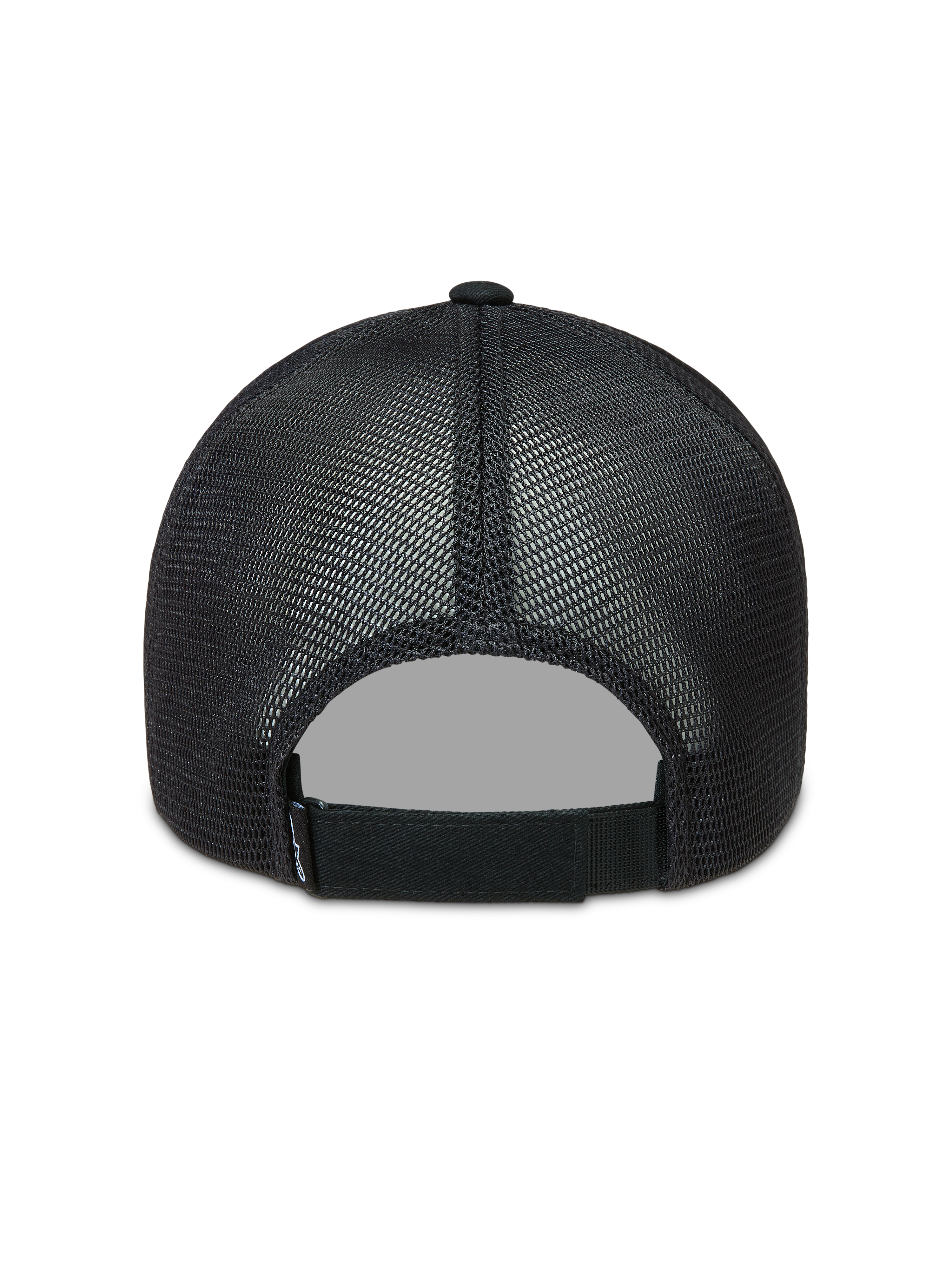 Alpinestars Augment gorra, gorra tipo trucker negra con malla de diamante y cierre ajustable, ropa deportiva, vista trasera