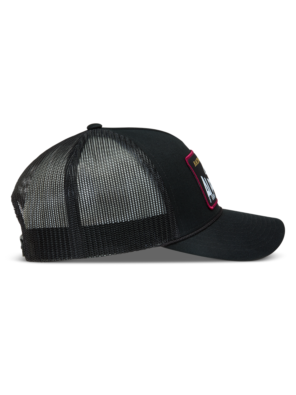 Alpinestars Hemmings Gorra con visera, negra, vista lateral con frontal de sarga y malla de poliéster transpirable