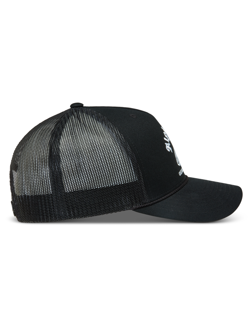 Alpinestars Baron Gorra con visera, negra con malla de poliéster, logotipo blanco lateral y visera curva, ropa deportiva.