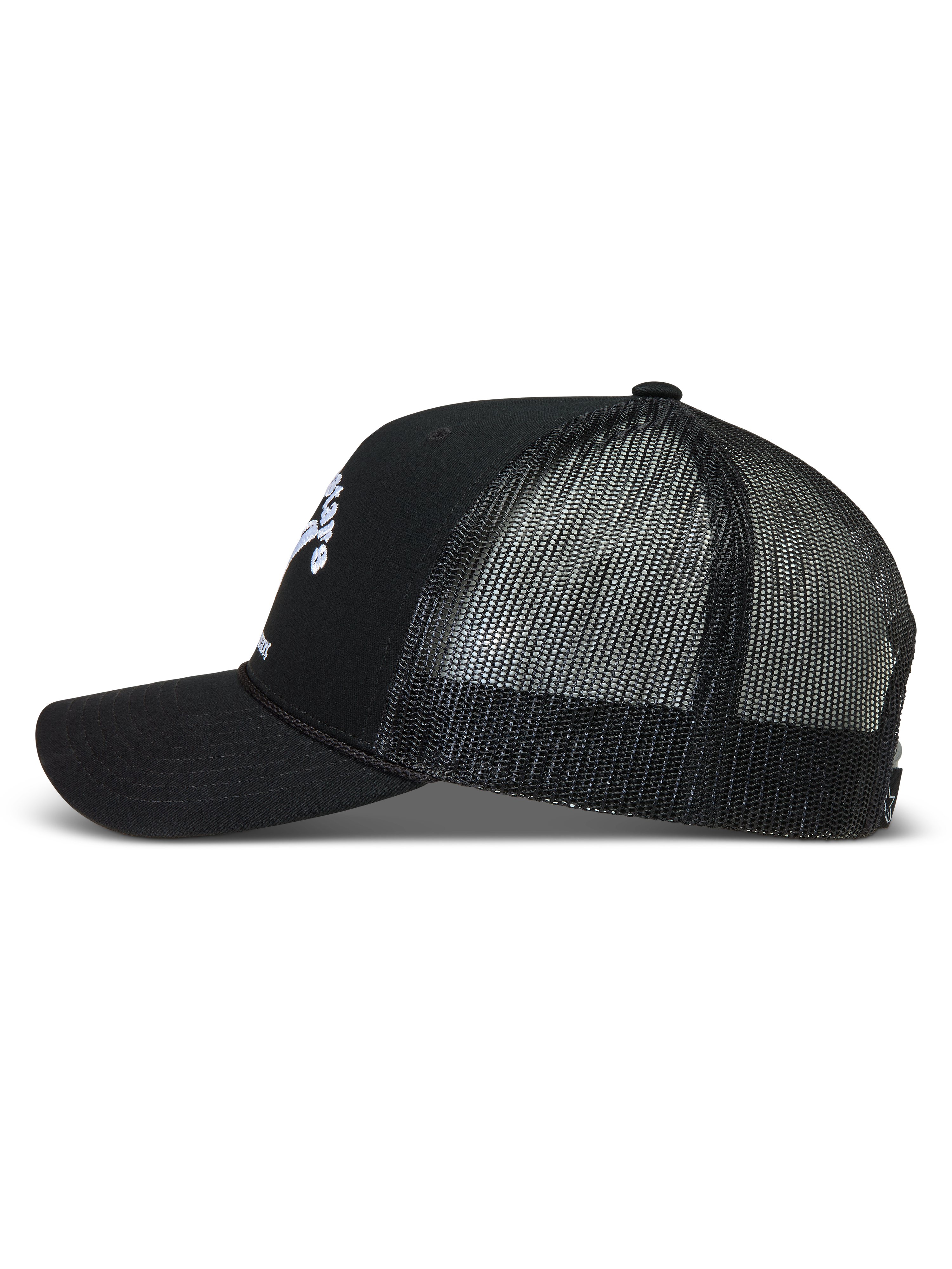 Alpinestars Baron, gorra negra de estilo trucker con malla transpirable, visera curva y frente de sarga