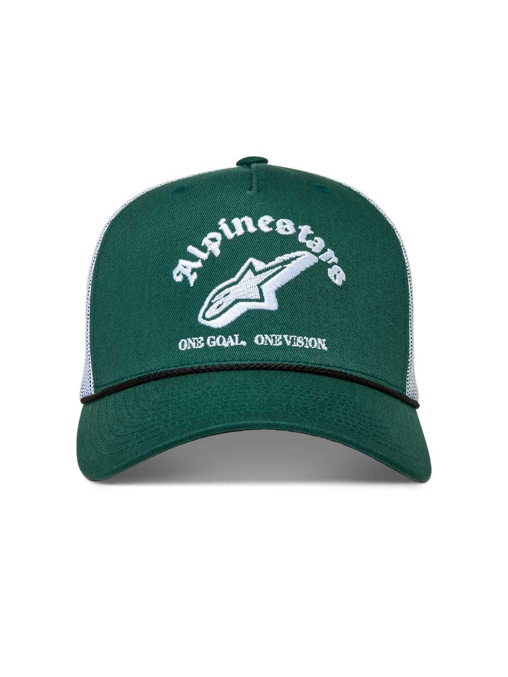 Alpinestars Baron gorra, verde y blanca con visera curva, corona de sarga estructurada y malla trasera