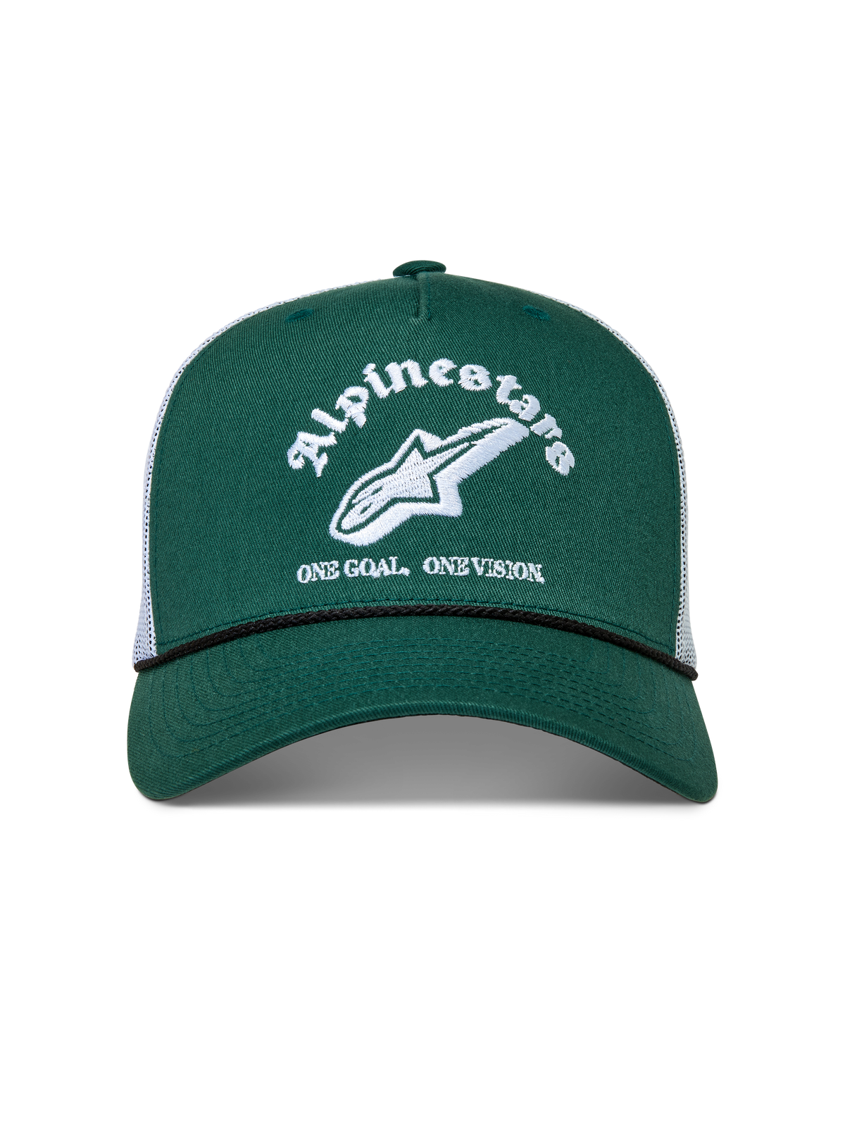 Alpinestars Baron gorra, verde y blanca con visera curva, corona de sarga estructurada y malla trasera