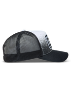 Alpinestars Gravel, gorra negra y blanca con malla trasera transpirable, visera curva y diseño de textura de grava inspirado en las carreras