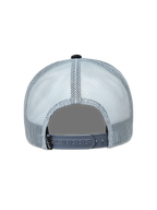 Alpinestars Gravel Gorra, estilo trucker gris y negra, vista trasera con malla transpirable y cierre de presión ajustable
