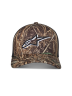 Alpinestars Thicket Realtree, gorra de camuflaje y negro con logotipo Astars blanco bordado y malla trasera