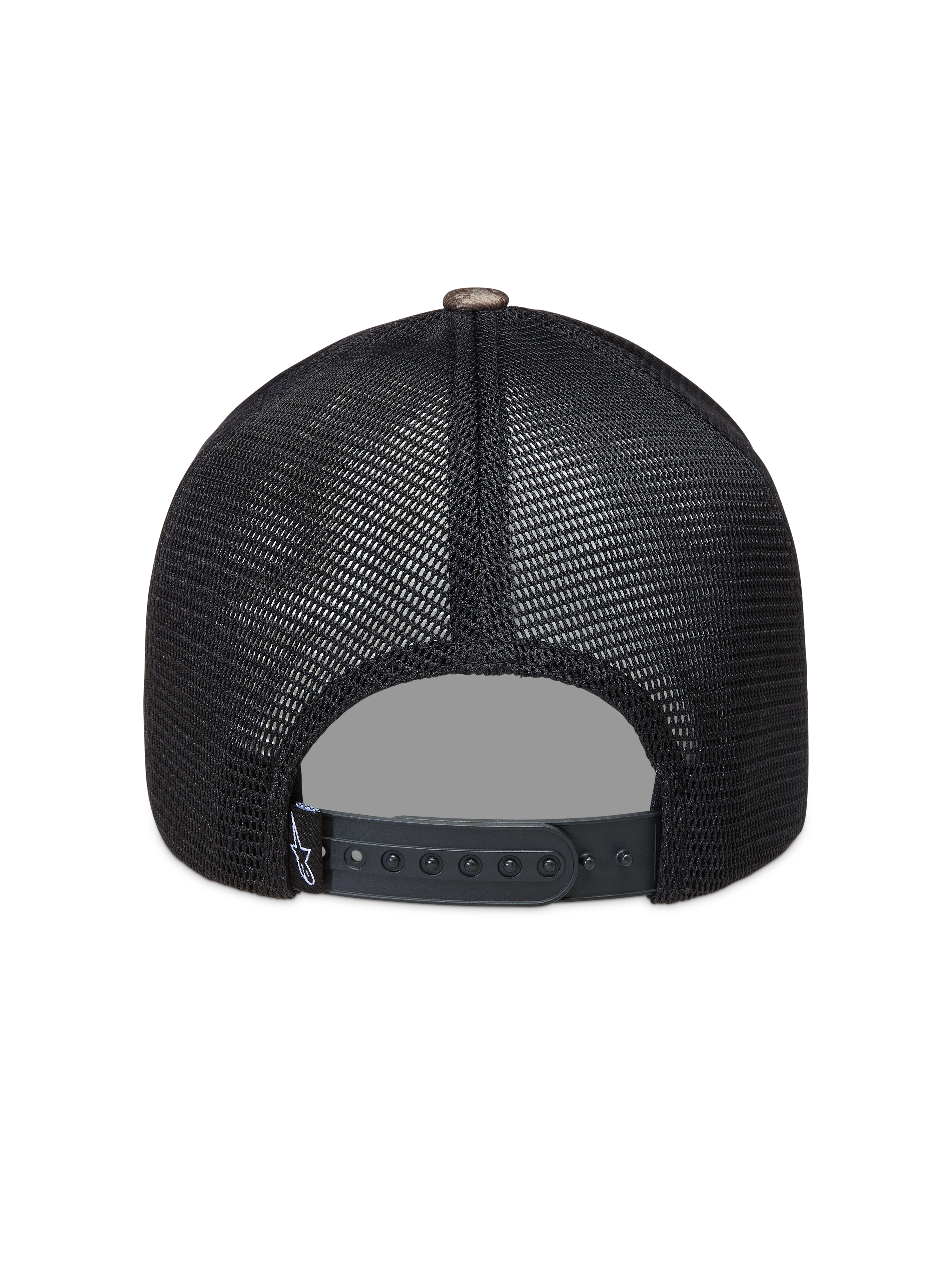 Alpinestars Thicket Realtree, gorra de malla negra con cierre trasero ajustable, vista posterior, ropa deportiva