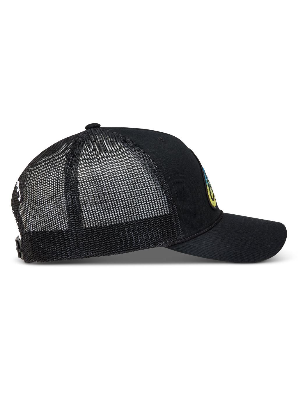 Alpinestars Meteorite, gorra negra con malla trasera transpirable, visera curva, parche frontal y cierre ajustable