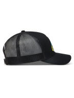 Alpinestars Meteorite, gorra negra con malla trasera transpirable, visera curva, parche frontal y cierre ajustable