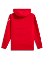 Alpinestars Linear Wordmark V3 Hoodie, back view, solid red, white Ageless star logo on the sleeve, hooded fleece pullover with ribbed cuffs and hem, casual motorsport streetwear