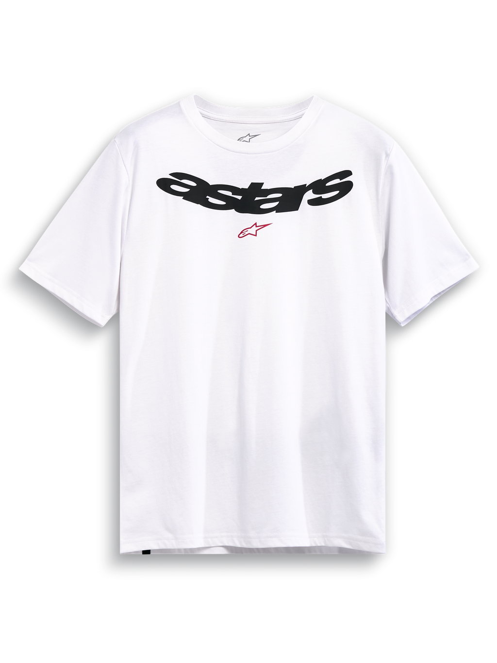 Alpinestars T-Shirt Elliptic CSF, camiseta de mangas cortas blanca con logotipo arqueado negro en el pecho y gráfico rojo, ropa deportiva
