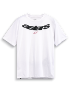 Alpinestars T-Shirt Elliptic CSF, camiseta de mangas cortas blanca con logotipo arqueado negro en el pecho y gráfico rojo, ropa deportiva