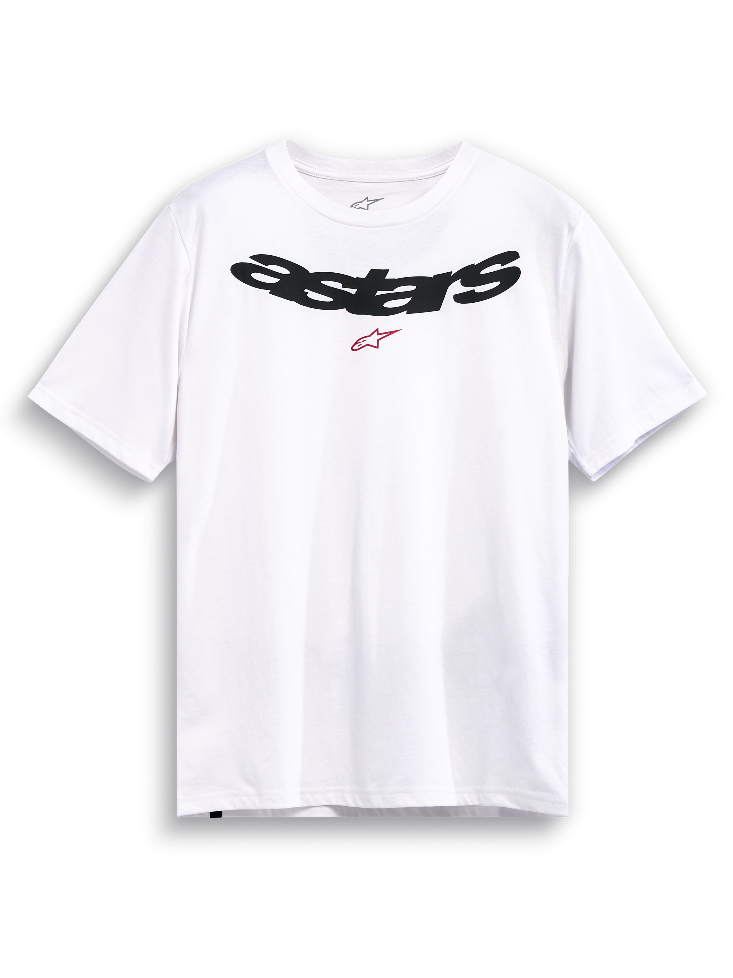 Alpinestars T-Shirt Elliptic CSF, camiseta de mangas cortas blanca con logotipo arqueado negro en el pecho y gráfico rojo, ropa deportiva