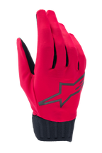 Alpinestars A-Dura Rain Gloves, guantes de ciclismo MTB impermeables, rojo flúor y negro, con logotipo de estrella negra en el dorso, puño de neopreno negro acanalado, diseño elegante de perfil bajo para rodar en todo tipo de clima