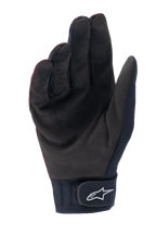 Guantes térmicos Alpinestars A-Dura, guantes de MTB, burdeos oscuro y negro, vista de la palma que muestra gamuza sintética, puño de neopreno con cierre de gancho y bucle y logotipo Astar blanco, diseñados para ciclismo de montaña en climas fríos