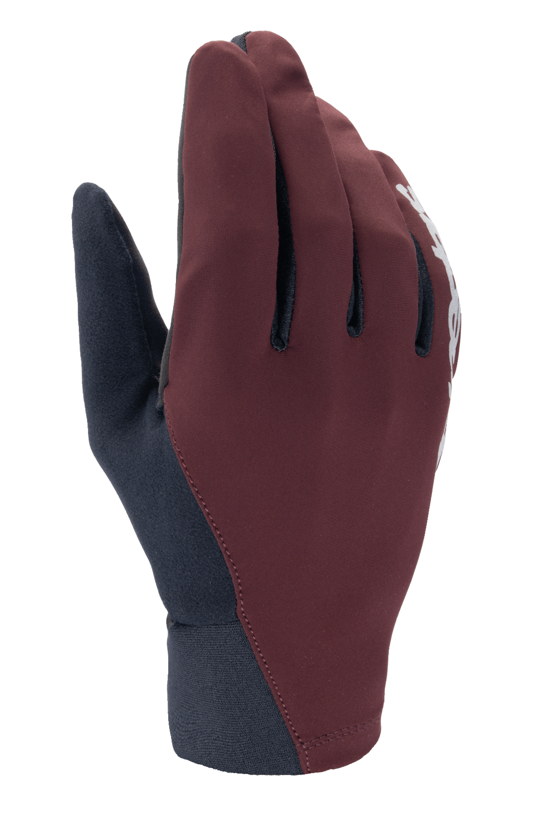 Alpinestars A-Dura Thermal Gloves, guantes de invierno para MTB, granate oscuro y negro, con capa exterior cortavientos y puño de neopreno, detalle de logo blanco y aislamiento térmico para climas fríos