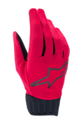 Alpinestars Stella A-Dura Rain Gloves, Women's MTB Rain Gloves, Red Fluo and Black, featuring a large black star logo, ribbed neoprene cuff, and waterproof design for mountain biking
