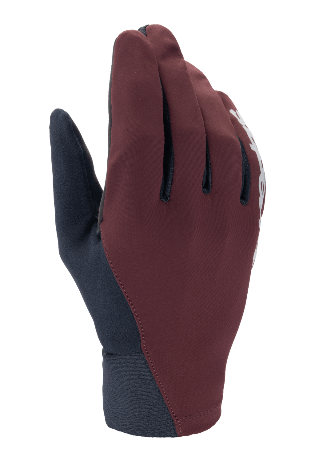 Alpinestars Stella A-Dura Thermal Gloves, guantes de ciclismo MTB para mujer, en granate oscuro y azul marino, con un diseño de perfil bajo, puño de neopreno y logotipo blanco en el lateral, diseñados para climas fríos